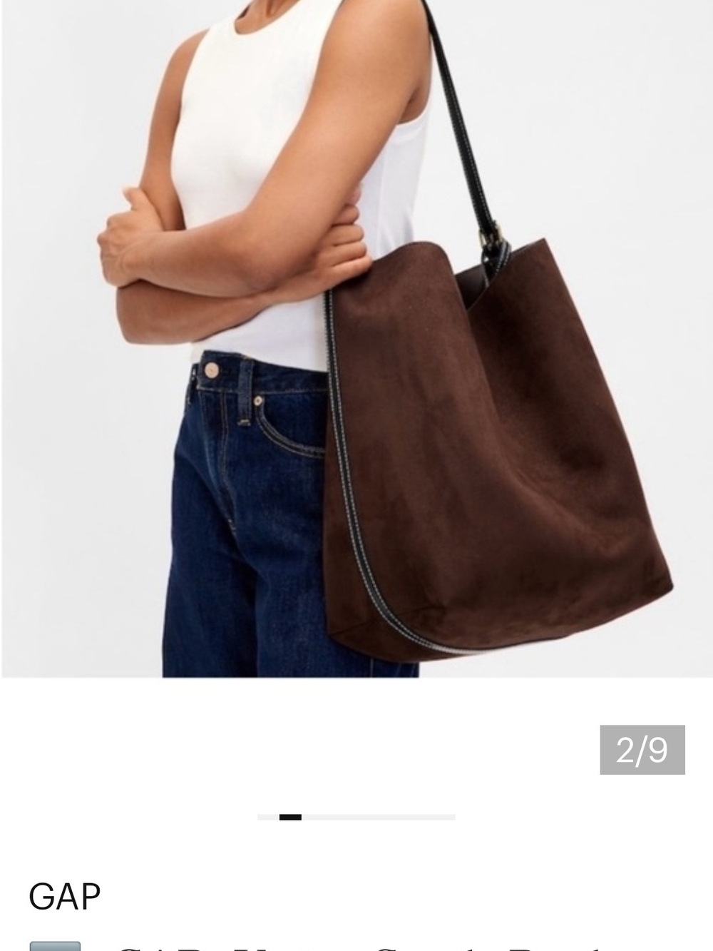 GAP Brown Suede Shoulder Tote Bag